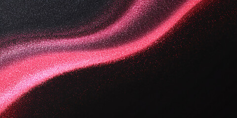 Fototapete - Abstract wavy background with pink red gradient. black. bright colors. particles. dots. banner. modern. textural illustration. dark style.