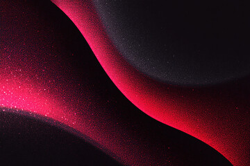 Fototapete - Abstract wavy background with pink red gradient. black. bright colors. particles. dots. banner. modern. textural illustration. dark style.
