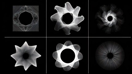 Aufkleber - Abstract geometric shapes on black background.