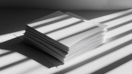 Poster - Stack of white papers with dramatic shadows.