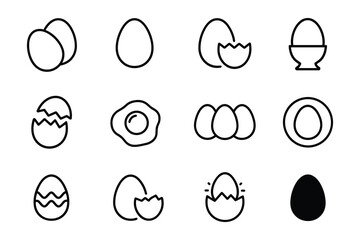 Poster - Simple Egg Outline Icons Vector Illustration Set Art