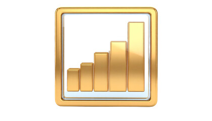 Fototapete - Golden Bar Chart Graphic Inside Square Frame on Transparent Background Isolated Transparent Background