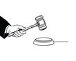 ©  MVectors - Gavel Striking Sound Block in Courtroom Illustration of Justice System