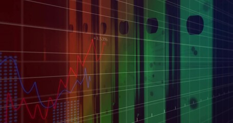 Poster - Starting with colored bars and grid lines fading in while charts animating to visualize data