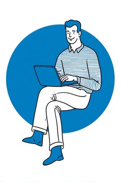 Man working on a laptop.