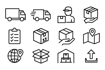 Aufkleber - Shipping and Delivery Icons Set Outline Style Vector Design Illustration