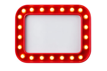 Aufkleber - Retro red speech bubble sign with glowing light bulbs illuminates a transparent background for vintage style communications. Ai Generated Images