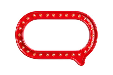 Aufkleber - A vibrant red marquee chat bubble sign with glowing lights offers a retro feel, perfect for vintage designs and vibrant communication concepts, transparent background. Ai Generated Images