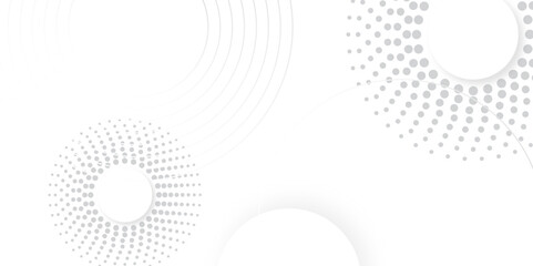 Poster - Abstract white background with black circle rings. Spiral sound wave rhythm line and dots dynamic abstract background, Vector illustration design for presentation, banner, cover, poster, texture Etc.	