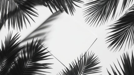 Poster - Palm leaf shadows on a light background.
