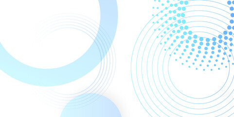 Poster - Abstract white background with blue circle rings. Spiral sound wave rhythm line and dots dynamic abstract background, Vector illustration design for presentation, banner, cover, poster, texture Etc.	