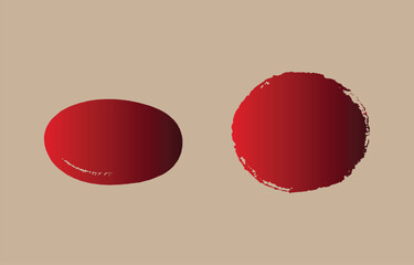 Poster - Two abstract red brush strokes with a gradient fill on a neutral beige background representing artistic expression and modern design elements