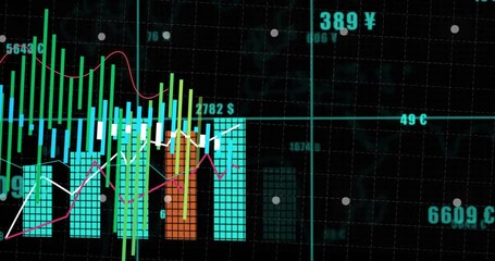 Poster - Grid loading initiating financial chart growing bars tracing trends updating labels showing metrics