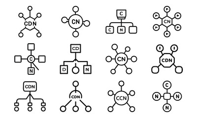 Poster - Conceptual data network icons for technology cloud computing connectivity and systems diagrams