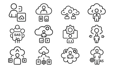 Poster - Cloud computing and software as a service icons representing technology and business solutions