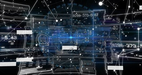 Poster - Digital HUD streaming data panels and nodes triggered by glowing beam showing real-time analytics