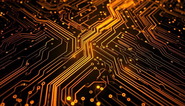Abstract Circuit Board Design With Golden Lines