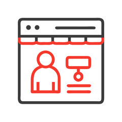 Poster - Online profile icon within website in digital flat style