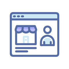 Poster - Online store icon with user profile inside a browser