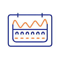 Poster - Minimalist calendar icon depicting fluctuation with blue and orange
