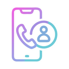 Poster - Smartphone with call and contact notification gradient illustration