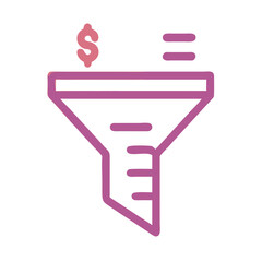 Poster - Pink funnel with dollar sign and lines symbol icon