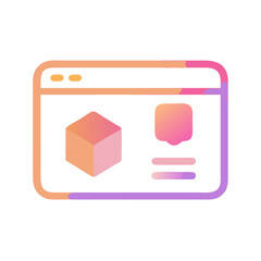 Fototapete - Web browser window displaying cube and profile icon