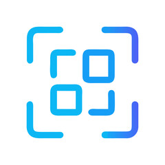 Poster - Modern QR code symbol in blue gradient against black