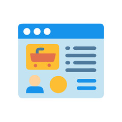 Fototapete - Flat design e-commerce web page, shopping cart icon