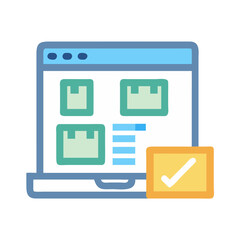 Fototapete - Online order management icon with approval confirmation vector illustration