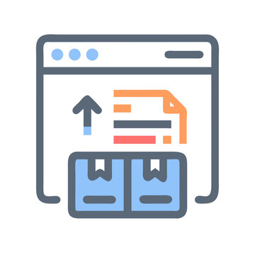 Online order fulfillment graphic illustrating digital shipping process