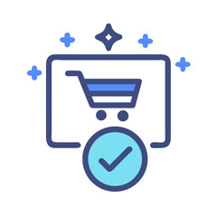 Poster - Online shopping success icon with check mark confirmation