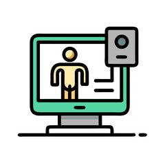 Poster - Computer screen depicting avatar with external camera component.