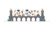 © laron - Illustrated bridge to knowledge with learning and education icons afloat