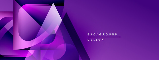 Poster - Abstract purple design features overlapping shapes, gradients. Modern aesthetic suitable for banners, presentations. Minimalist style.