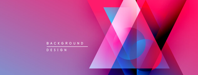 Poster - Abstract geometric shapes overlap, creating vibrant gradients. Purple, pink, blue hues dominate design. Modern aesthetic.