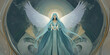 © martesign - Mystic angel illustration radiating healing energy – a spiritual being of light with divine heart energy. A guardian angel for peace, love, and inner transformation – a vision of grace and divinity.