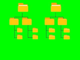 Poster - Folder hierarchy with document management system structure on green screen. Classifying files