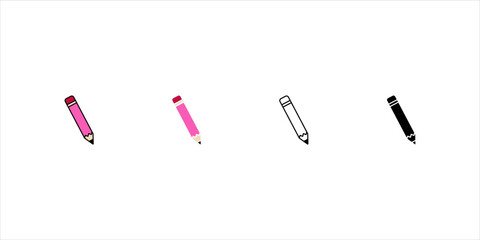 Fototapete - collection of simple pencil illustrations, icon set