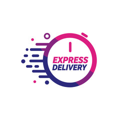 Poster - A graphic illustration of an express delivery concept, featuring a stylized clock with motion lines suggesting speed.