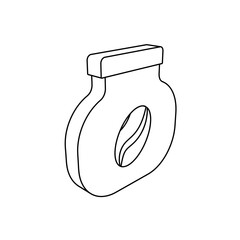 Fototapete - The outline of a large instant coffee symbol is made with black lines. 3D view of the object in perspective. Vector illustration on white background