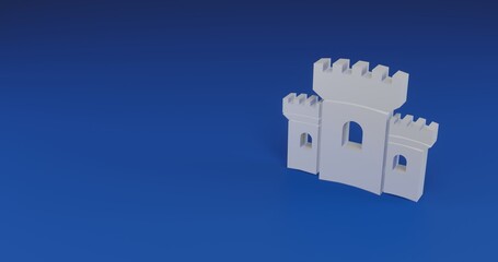 Poster - Isolated realistic white castle symbol with shadow. Located on the right side of the scene. 3d illustration on transparent background