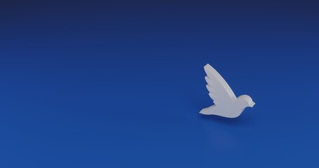 Poster - Isolated realistic white bird symbol with shadow. Located on the right side of the scene. 3d illustration on transparent background