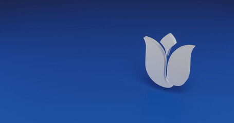 Poster - Isolated realistic white tulip with shadow. Located on the right side of the scene. 3d illustration on transparent background