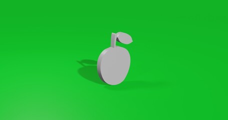 Poster - Isolated realistic white apple symbol front view with shadow. 3d illustration on green chroma key background