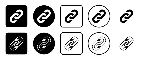 Poster - Icon set of chain symbol. Filled, outline, black and white icons set, flat style.  Illustration on transparent background