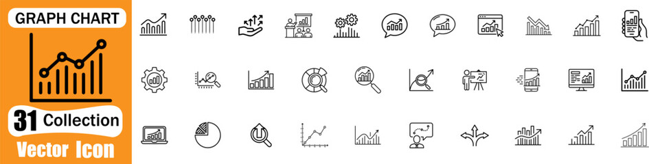 Poster - Collection of 31 vector icons representing various business growth and data analysis concepts