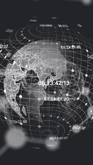Poster - Animation of globe rotating over scientific data on black background