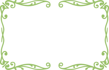 Poster - Elegant sage green floral frame; ornate, vintage, classic design; blank space.
