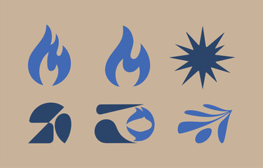 Poster - Abstract Blue and Beige Minimalist Logo Icons:  Modern, Clean, and Stylish Design Elements.